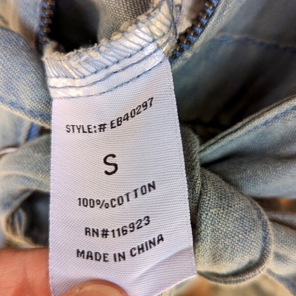 Easel Jumpsuit Women's Size Small Chambray Ombre Zip Long Sleeve - Picture 7 of 9